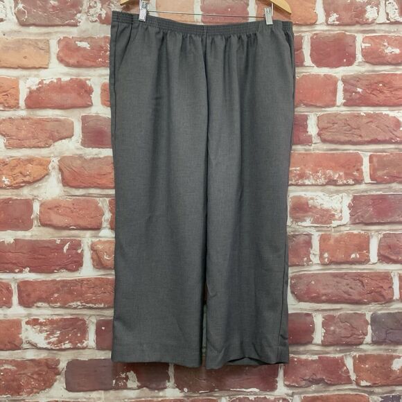 Alfred Dunner Pants Women's 18W Gray High Rise Slacks Pull On Cropped Trousers - Picture 1 of 6